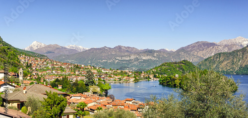 Lago di Como (Lake Como) high definition scenery with Sala Comacina and Ossuccio (view from the greenway walk)