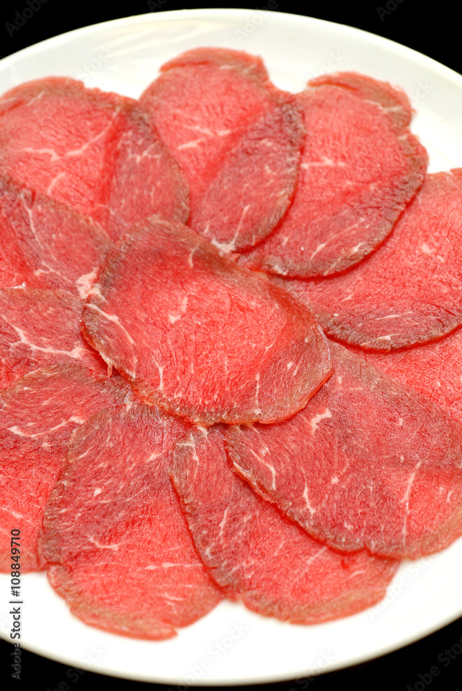 Fresh beef sliced for japanese hot pot