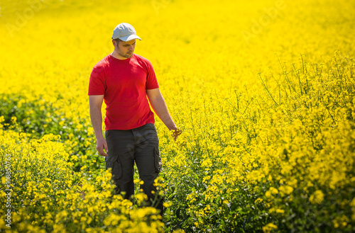 farmer in Canola Field