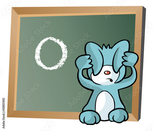 Alphabet on chalkboard with bunny