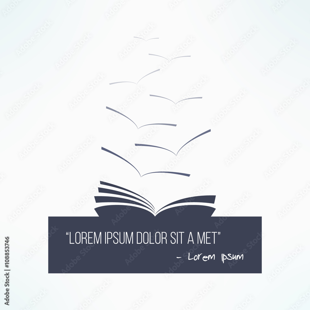 Quote box with a book. Quoting artistic design element. Dreamy text box ...