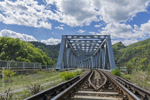 Entrance view of steel railway bridge