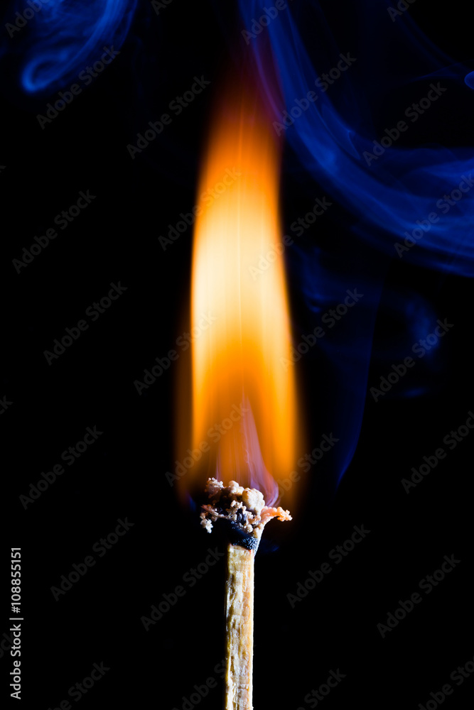 Head matches being lit