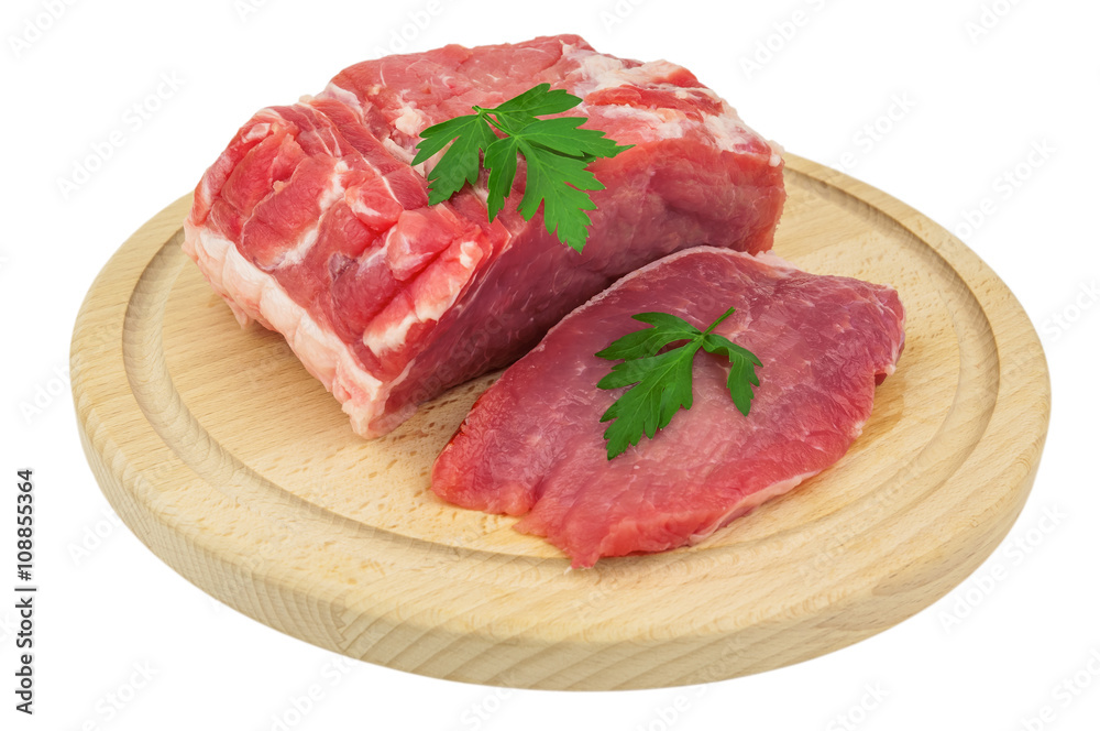 raw meat on white