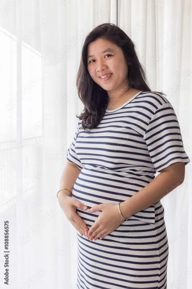 Pregnant woman holding her belly with copy space. Pregnant woman holding her belly with copy space.