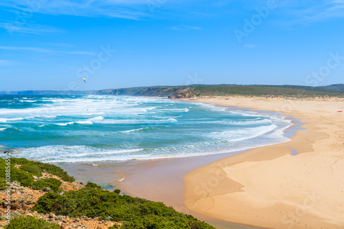 A view of beautiful Bordeira beach  famous surfing place in Algarve region  Portugal
