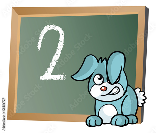 Alphabet on chalkboard with bunny