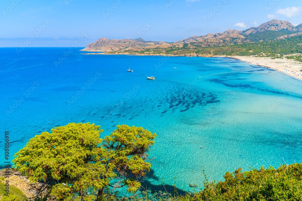 A view of beautiful sea bay Ostriconi, Corsica island, France