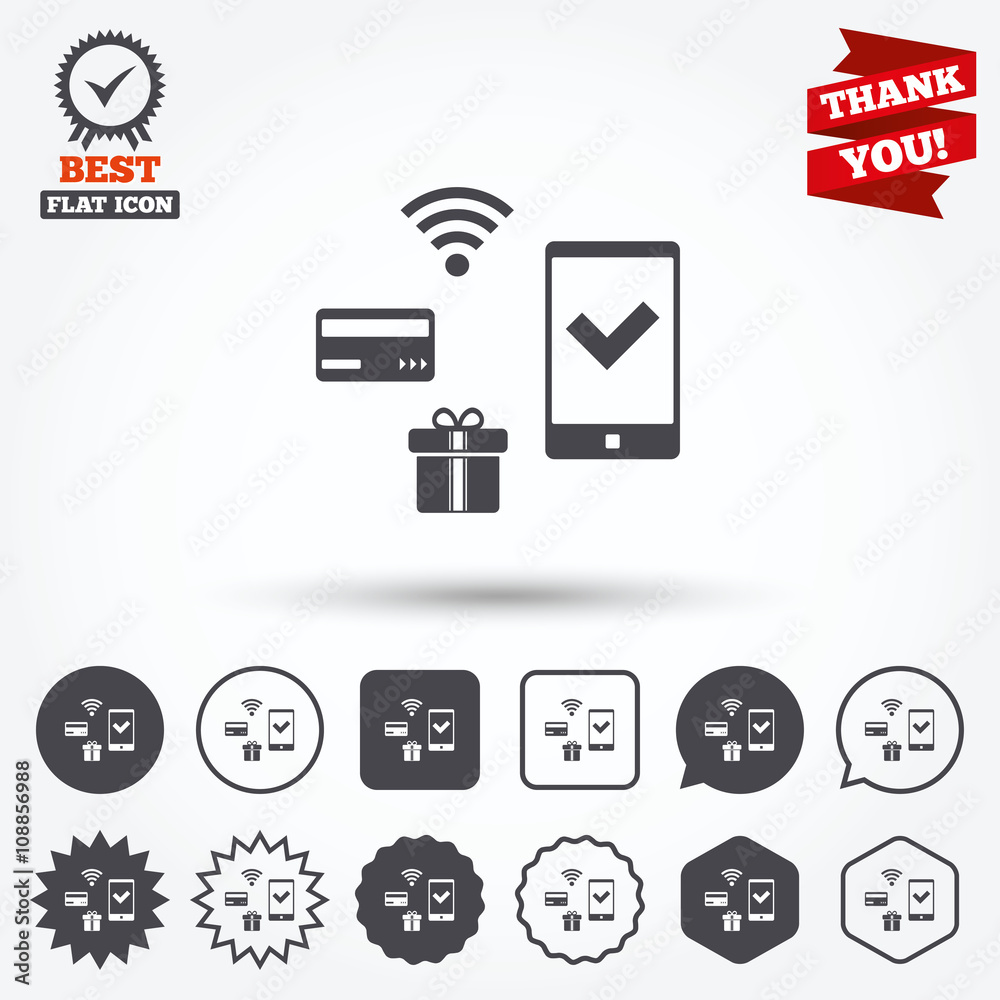 Mobile payments icon. Smartphone, credit card. Mobile payments icon. Smartphone, credit card.