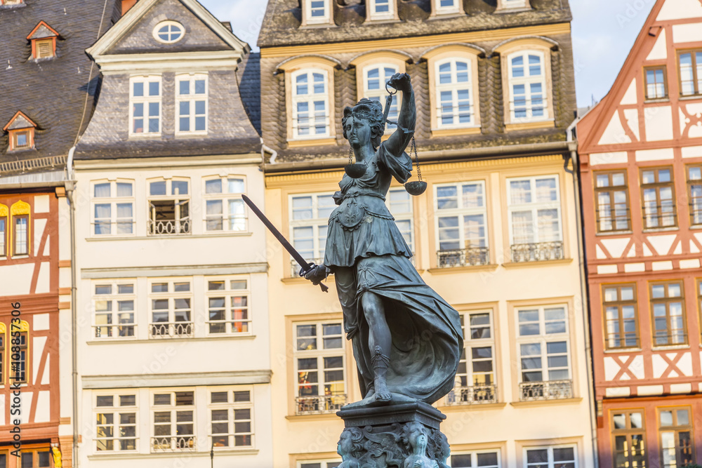 Fototapeta premium Justitia - Lady Justice - sculpture on the Roemerberg square in