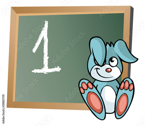 Alphabet on chalkboard with bunny