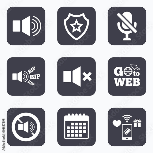 Player control icons. Sound  microphone and mute