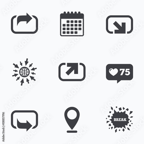 Action icons. Share symbols.