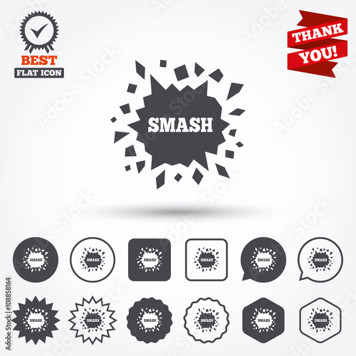 Cracked hole icon. Smash or break symbol. photo