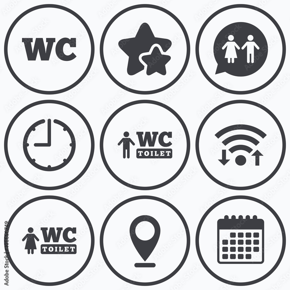 WC Toilet icons. Gents and ladies room. WC Toilet icons. Gents and ladies room.