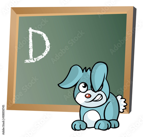 Alphabet on chalkboard with bunny