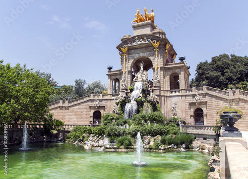 Cascade fountain of Parc de la Ciutadella in Barcelona, Spain. It was erected by Josep Fontsere and to a small extent by Antoni Gaudi, who at that time was still an unknown student of architecture. 