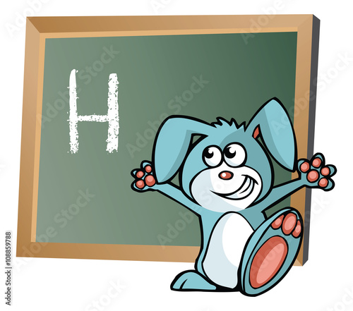 Alphabet on chalkboard with bunny