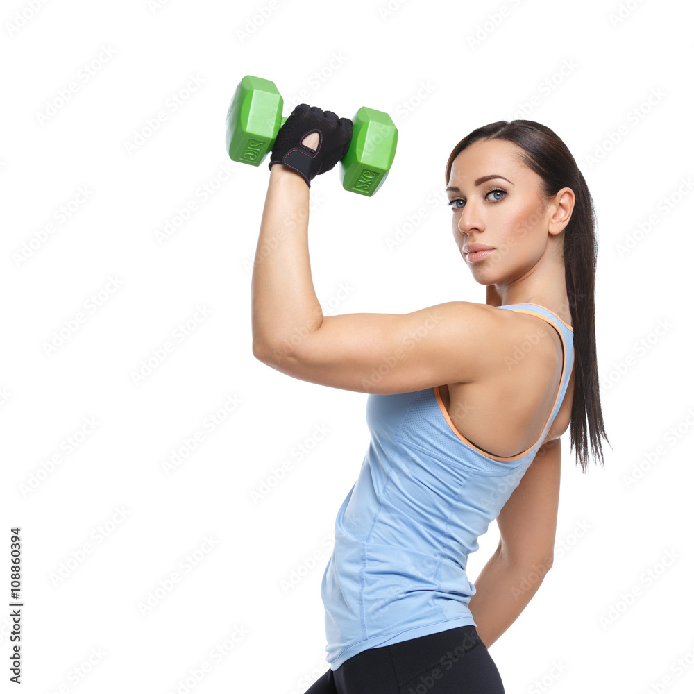 Sport woman with dumbbells Sport woman with dumbbells