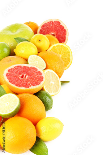 Citrus fruits on a white background