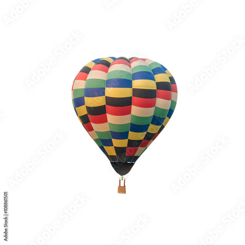 Colorful hot-air balloon isolated on white background