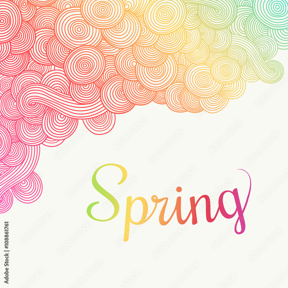 Wave hand-drawn doodle. Vector wavy background. Spring theme. Can be used for tickets, congratulations, label, etc Wave hand-drawn doodle. Vector wavy background. Spring theme. Can be used for tickets, congratulations, label, etc