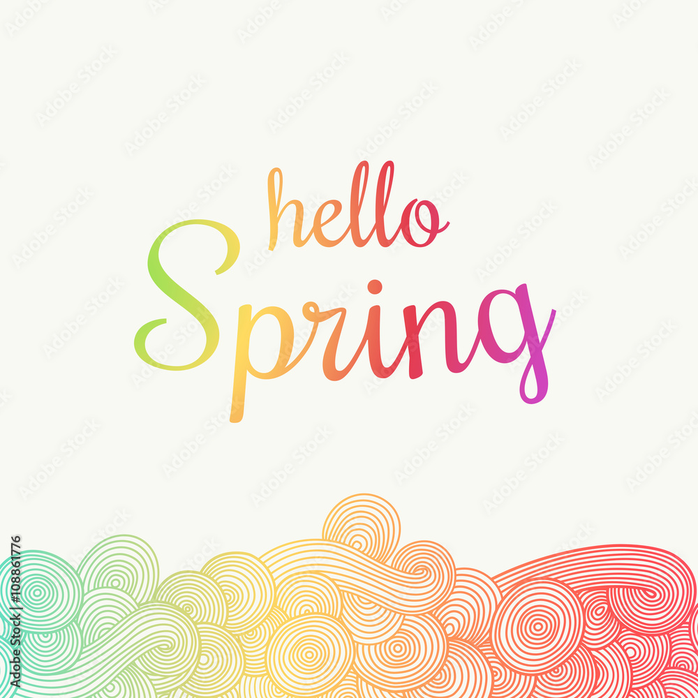 Wave hand-drawn doodle. Vector wavy background. Spring theme. Can be used for tickets, congratulations, label, etc
