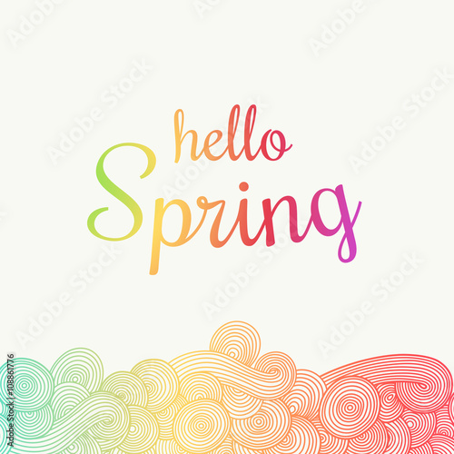 Wave hand-drawn doodle. Vector wavy background. Spring theme. Can be used for tickets  congratulations  label  etc