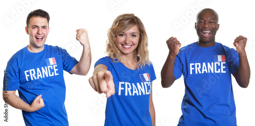 Set mit drei fröhlichen Frankreich Fans photo