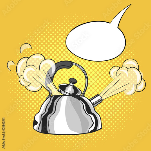 Vector hand drawn pop art illustration of kettle  