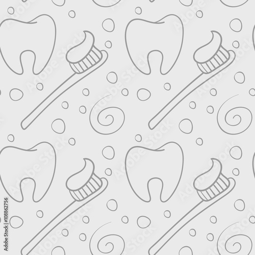 Vector seamless pattern with teeth an toothbrushes.