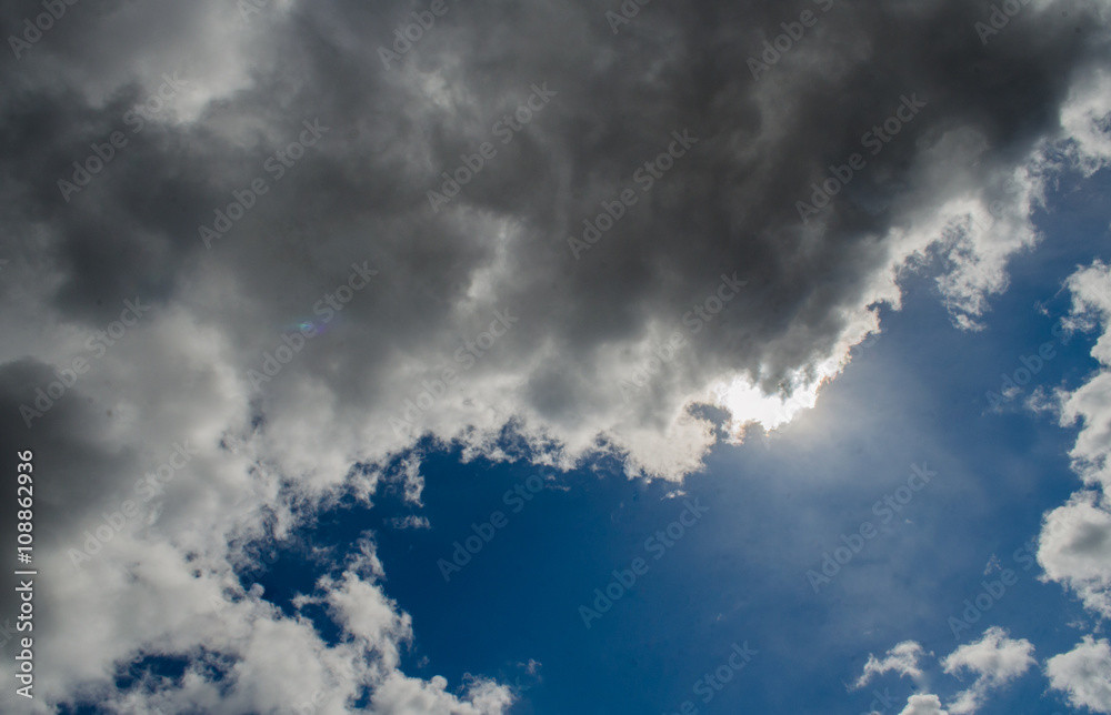 Obraz premium clouds in the blue sky / blue sky with cloud / Nice white cloud on the sky / blue sky background with tiny clouds / Sky clouds / Blue sky / white fluffy clouds in the blue sky