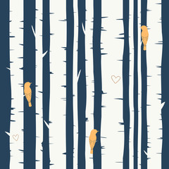 Stickers Berken patronen Berkenbos illustratie met groene tinten  © peregrina_yulya