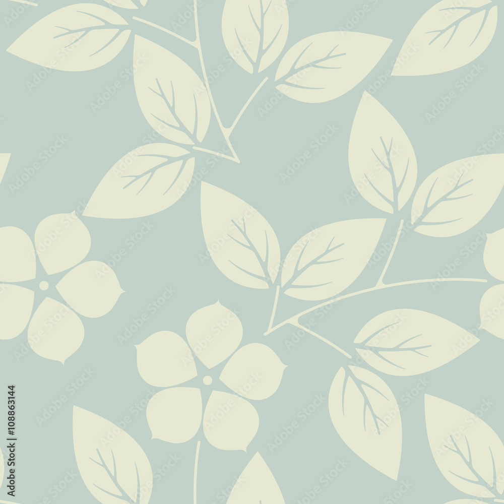 Elegant endless pattern with stylish flowers and leaves