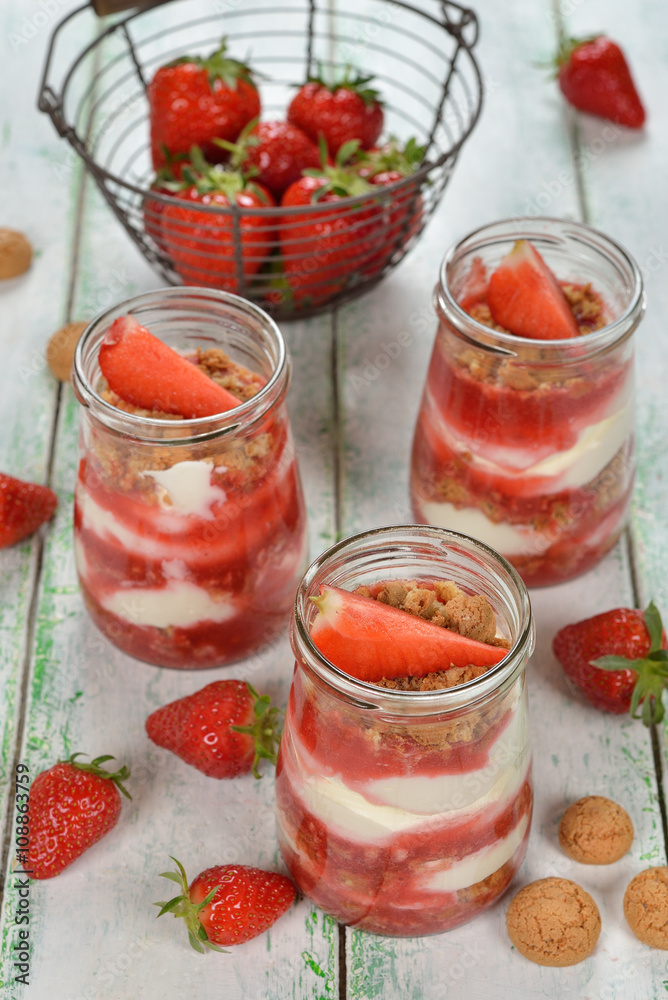 Dessert with strawberries and whipped cream Dessert with strawberries and whipped cream