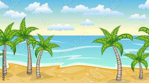 Seamless natur beach landscape with palm trees