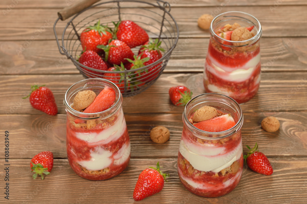 Dessert with strawberries and whipped cream Dessert with strawberries and whipped cream