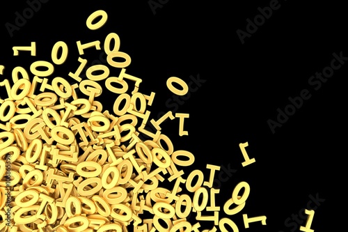 Golden binary digit stack / Concept of data mining, value added technology, or software value