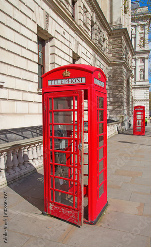 Red telephone booth in London