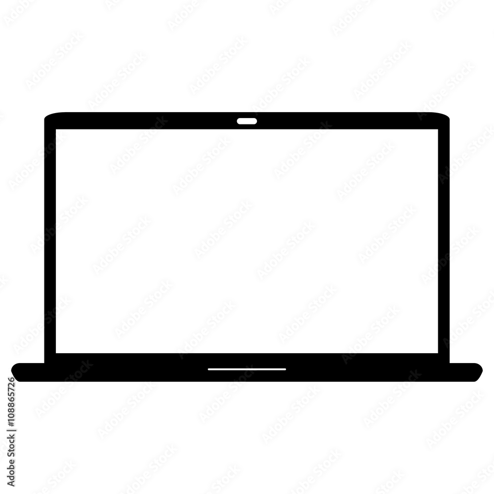 Flat Simple black Vector icon - Computer laptop Flat Simple black Vector icon - Computer laptop