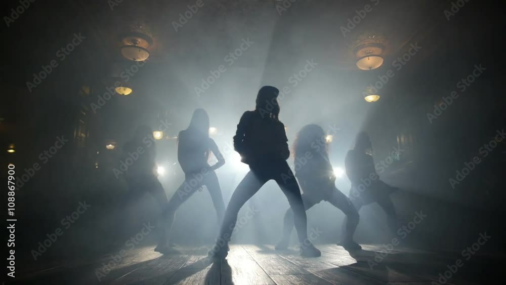 silhouettes of girls dancing in a night club silhouettes of girls dancing in a night club