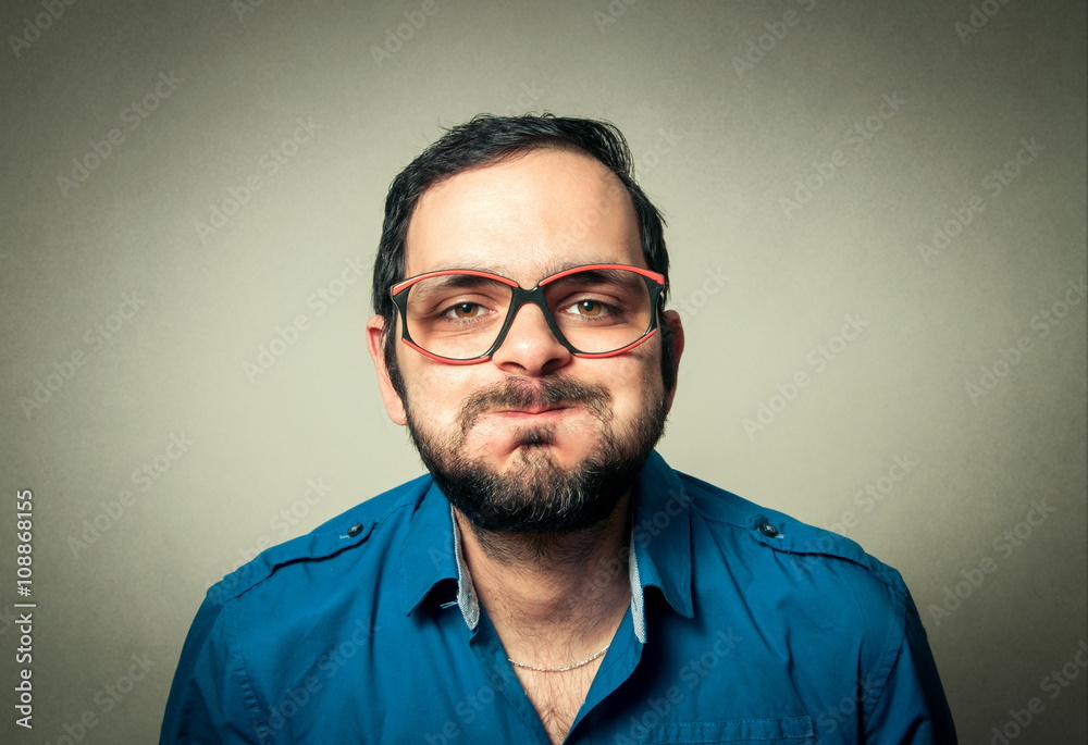 geek with the beard closeup portrait geek with the beard closeup portrait