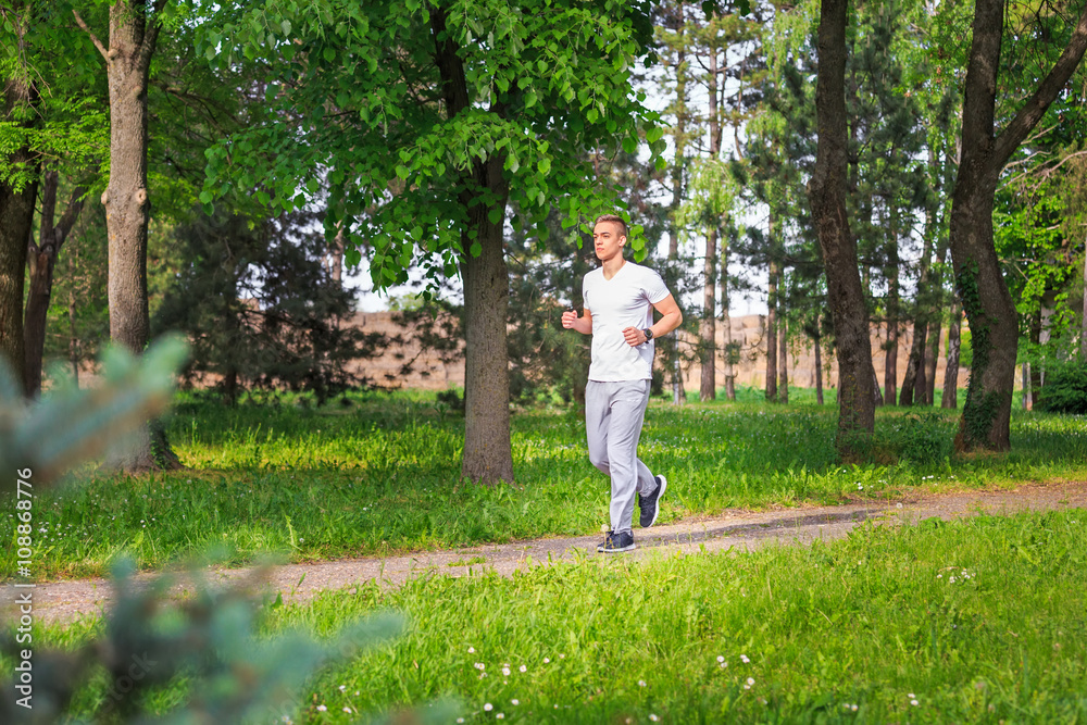 Man running in the park Man running in the park
