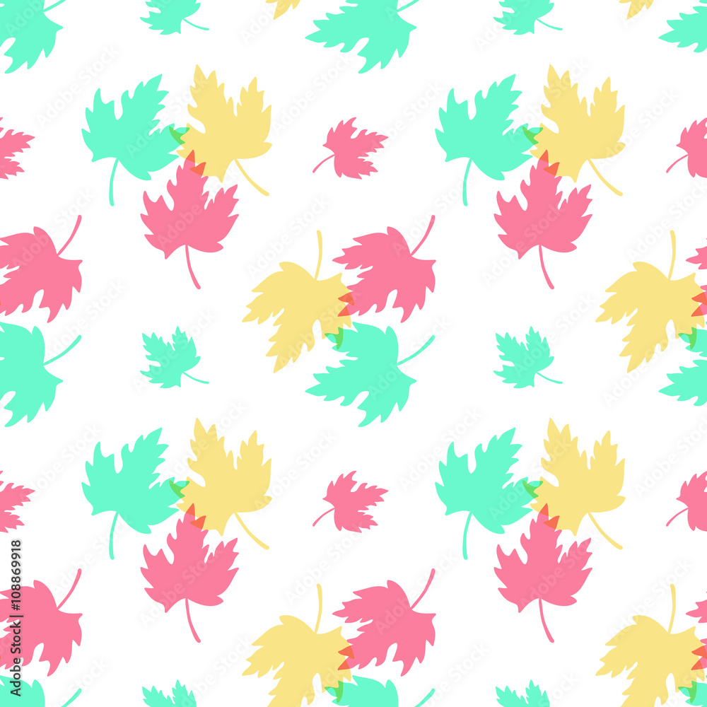Seamless Pattern with Colorful Leaves Seamless Pattern with Colorful Leaves