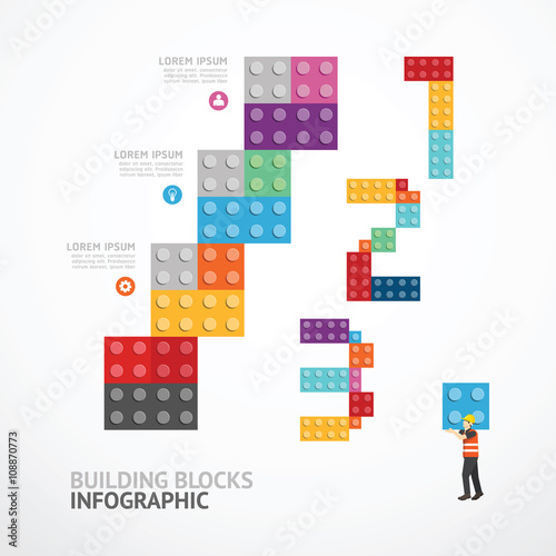 Infographic Template step building blocks banner . concept vecto