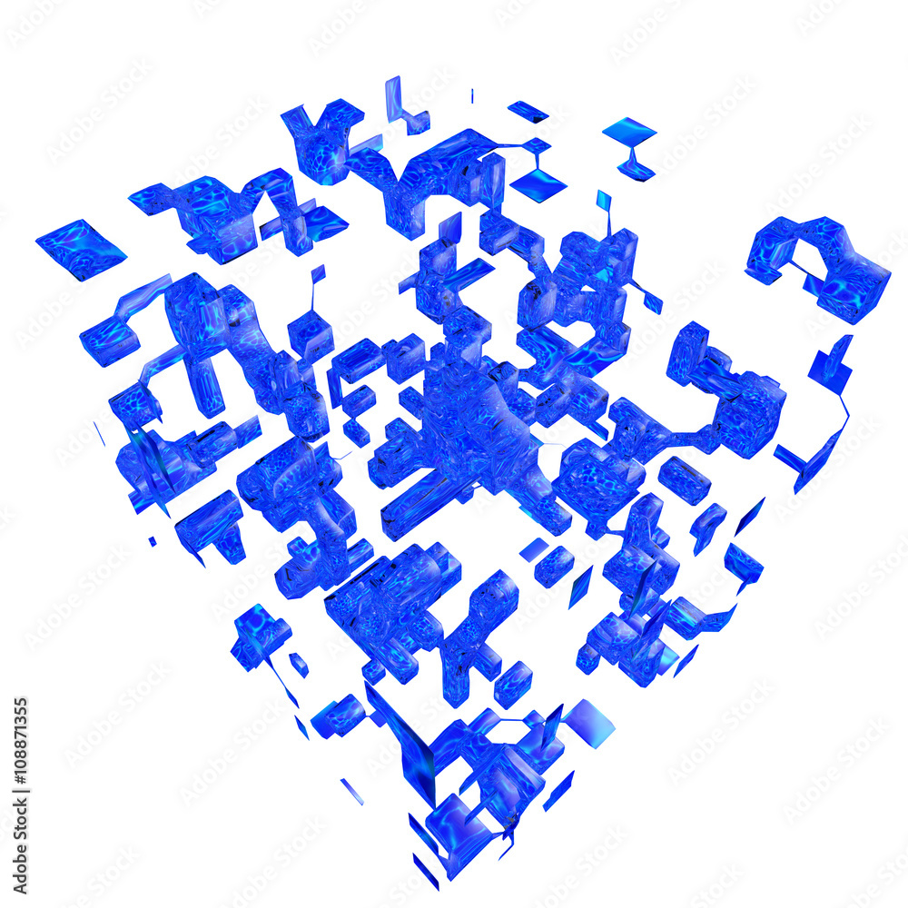 3D illustration of chaotic small cubes 3D illustration of chaotic small cubes