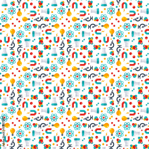 Seamless pattern with science equipment Icons