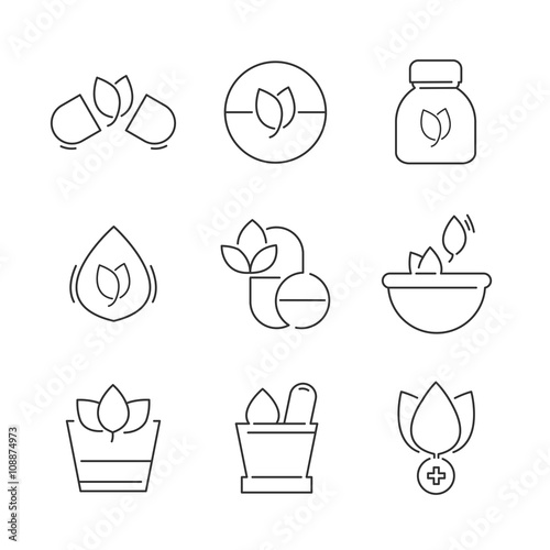 line icons Set of Alternative Medicine Icons