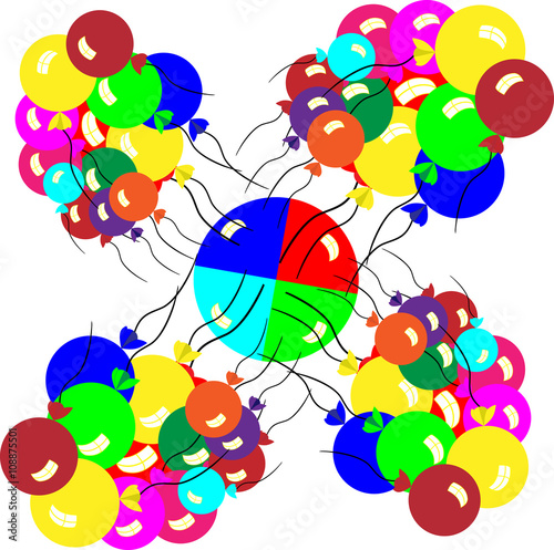 Multicolored air balloons. Flock outside