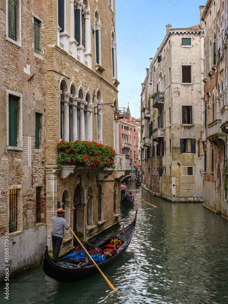 Gondola in canal, Venice , Italy